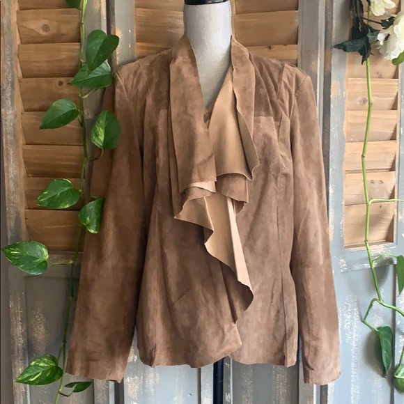 Neiman Marcus exclusive suede drape jacket - Picture 1 of 14